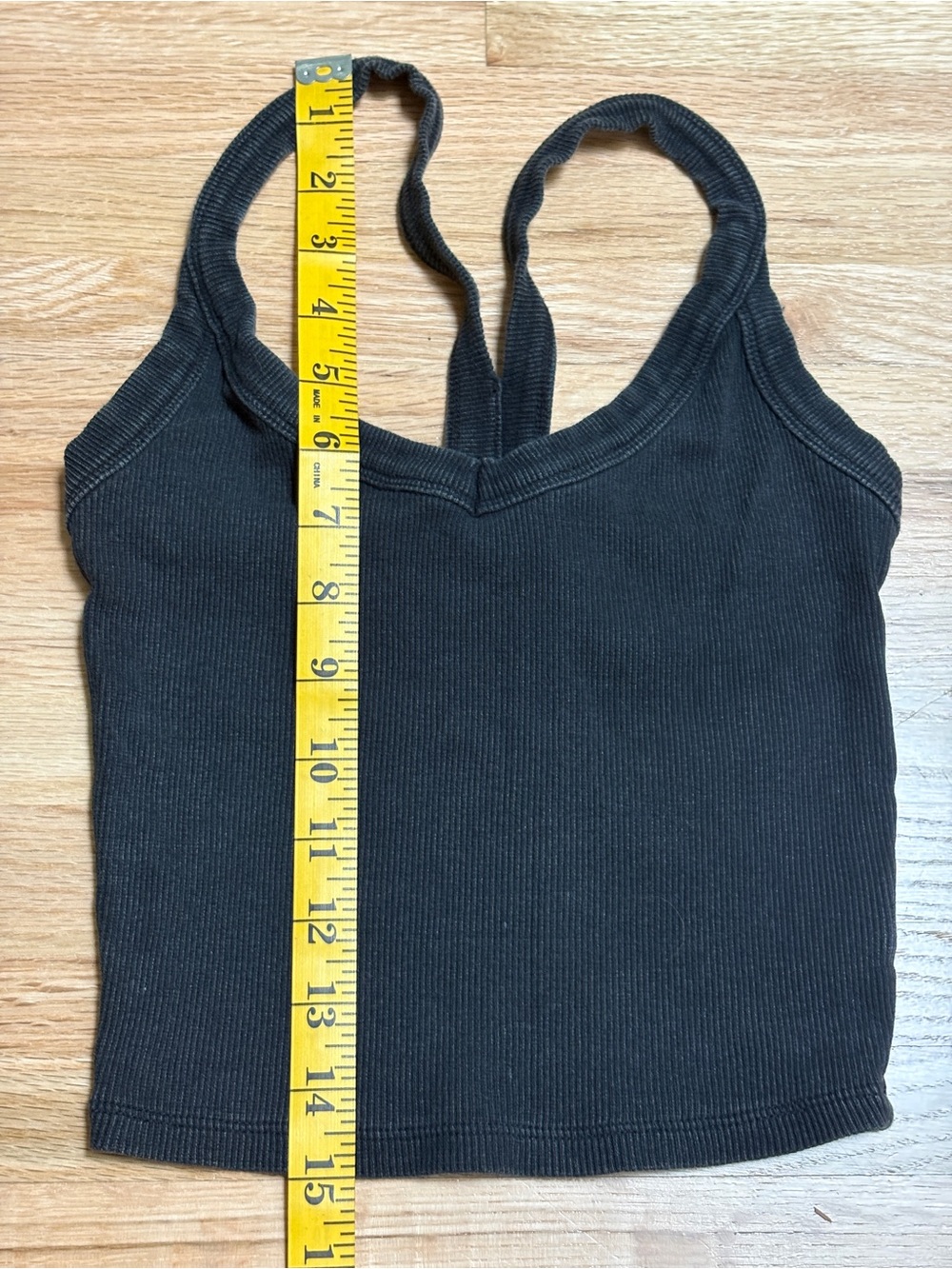 PacSun black, ribbed V-neck racerback crop tank top with a wide strap design- XS - Picture 2 of 6